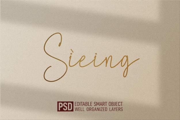 PSD sieing - efeito de texto com caligrafia dourada elegante