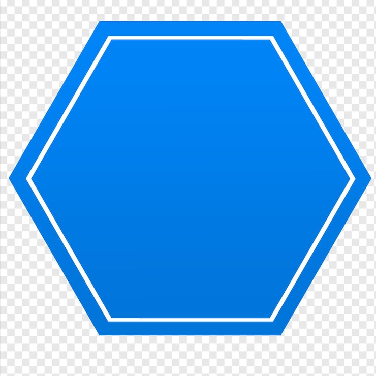 PSD signe d'avertissement à hexagone bleu élément transparent vide