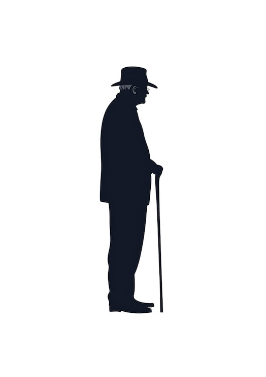 PSD silhouette di un uomo anziano con un bastone