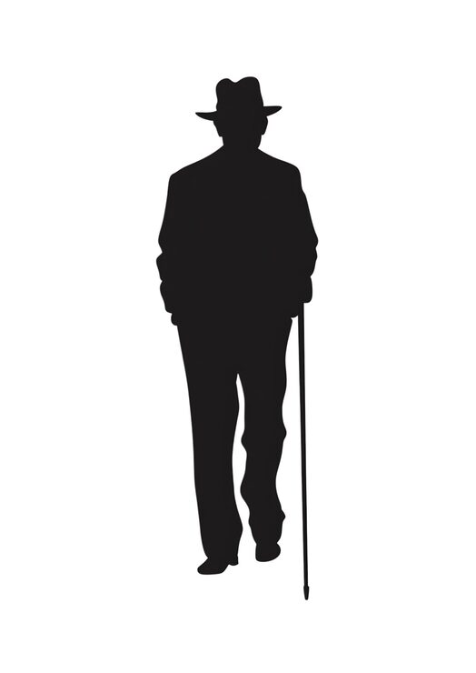 PSD silhouette di un uomo con un cappello e un bastone