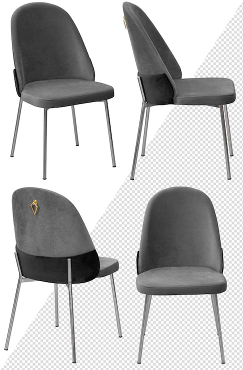 PSD silla para casa o cafetería elemento interior aislado del fondo desde diferentes ángulos