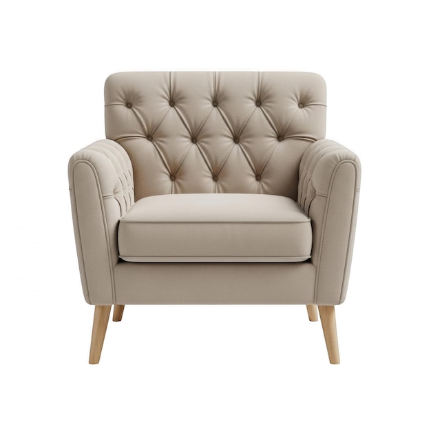PSD sillón capitoné moderno con patas de madera
