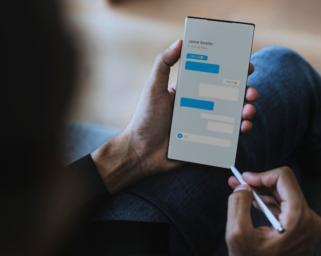 PSD smartphone screen mockup psd s dotykovým perem
