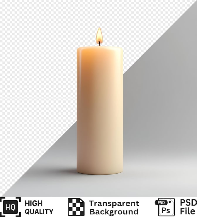 PSD una sola vela ardiendo brillantemente aislada en un fondo transparente