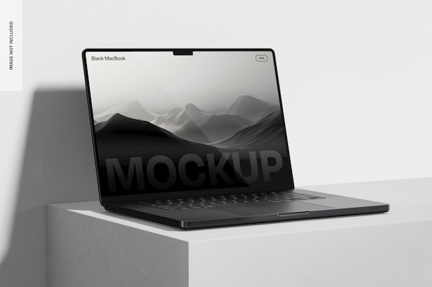 PSD space black macbook pro mockup linksansicht
