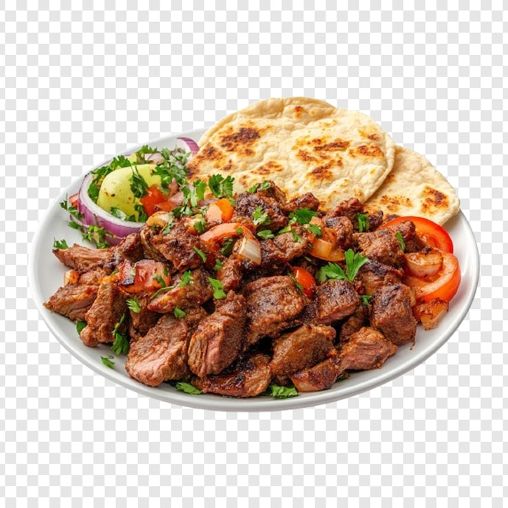 PSD steak panggang dengan sayuran roti dan rempah
