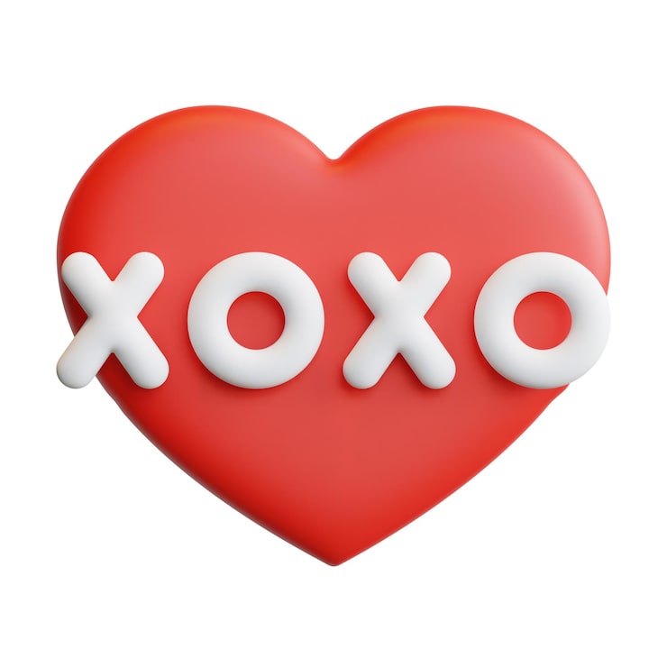 PSD stiker slang media sosial xoxo 3d ilustrasi render berkualitas tinggi