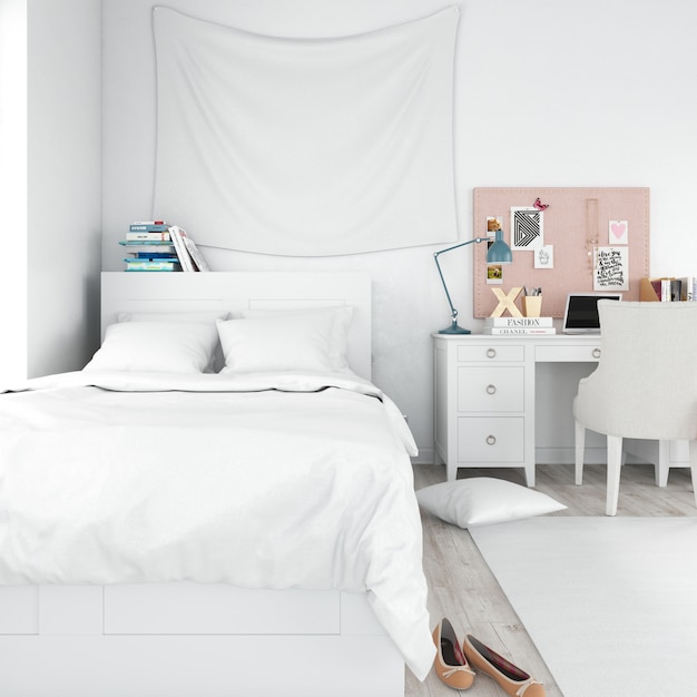 PSD stile interno moderno della camera da letto