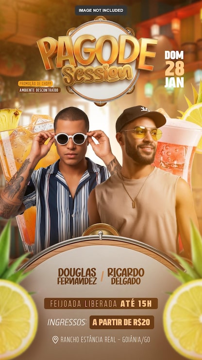 PSD story de flyer de festa pagode tropical session