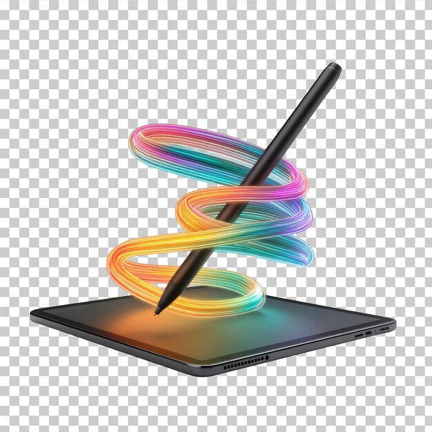 PSD stylet et tablette de créativité numérique avec tourbillon vibrant