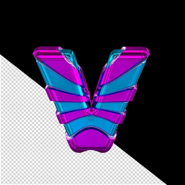 PSD symbole bleu avec lanière violette