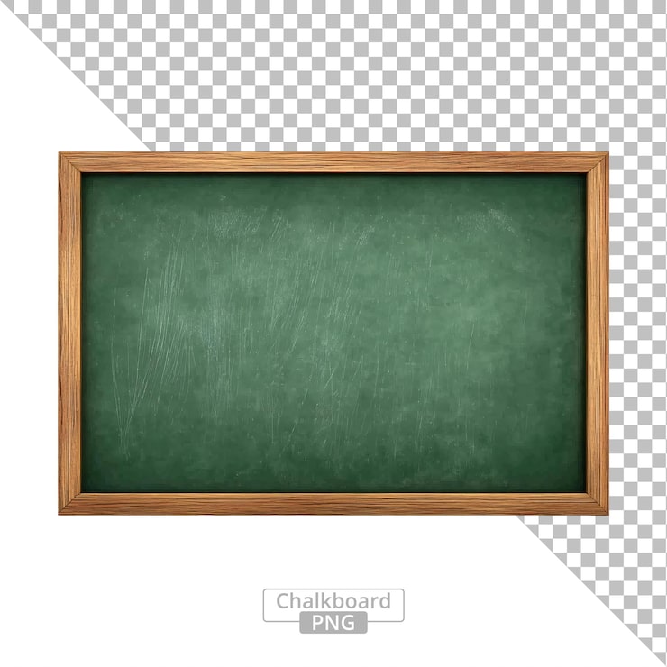 PSD tabla verde con marco de madera sobre un fondo transparente concepto de escuela y educación