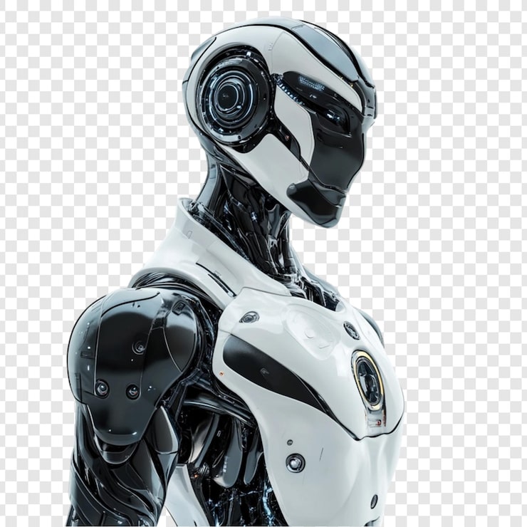 PSD tecnologia di progettazione bianca e nera del torso robot futuristico