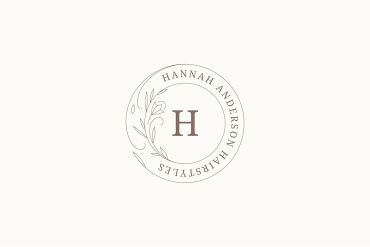 PSD templat desain monogram logo garis besar lingkaran botani hias elegan