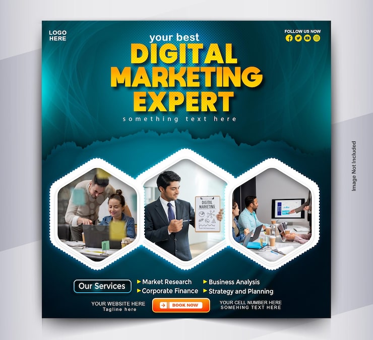 PSD templat desain poster pakar pemasaran digital