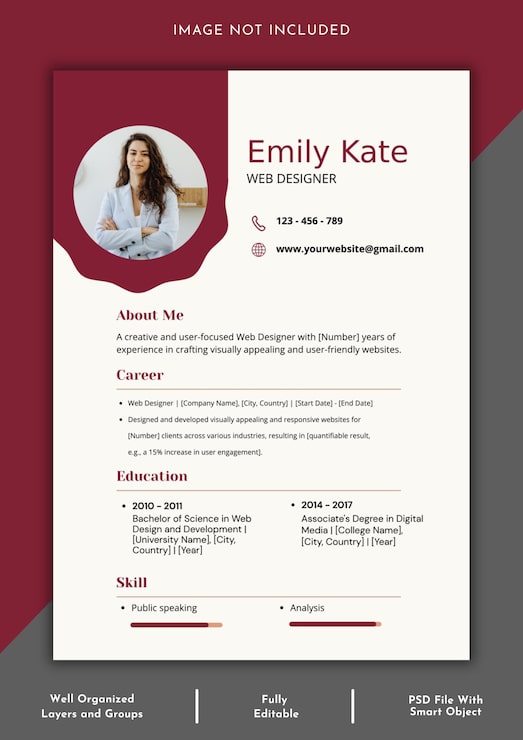 PSD templat resume kreatif dan modern