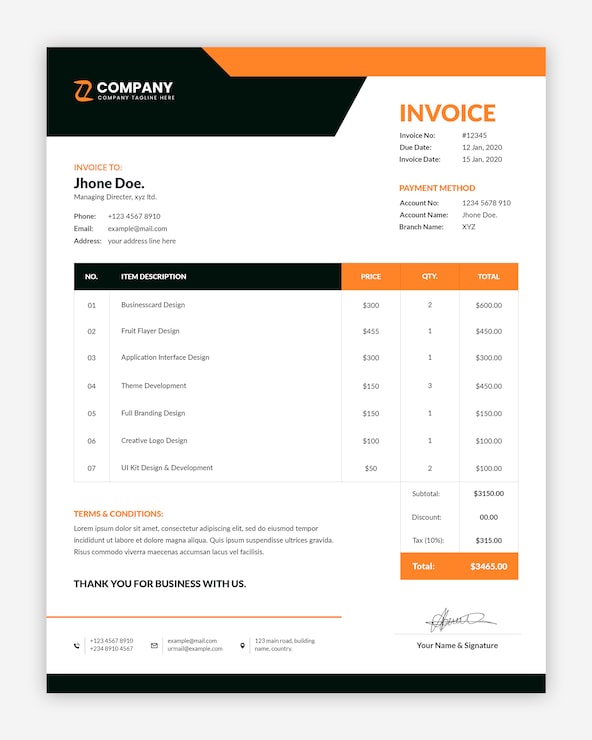 PSD template faktur perusahaan minimalis