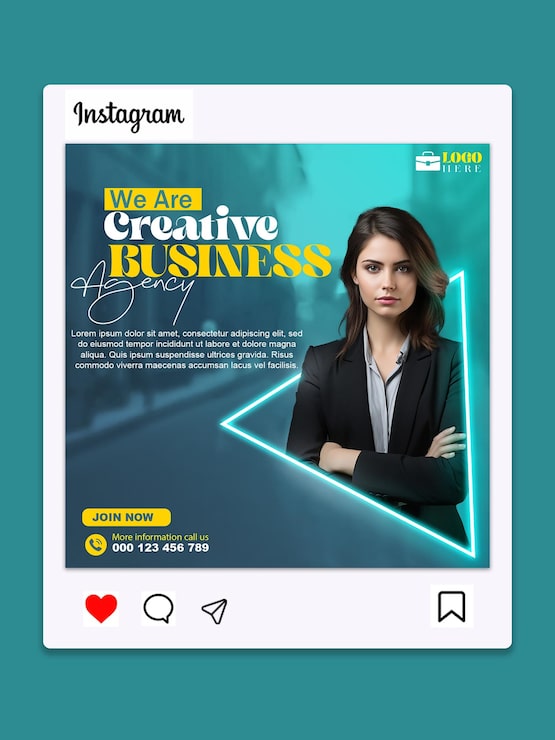 PSD template posting media sosial agensi bisnis kreatif dan perusahaan