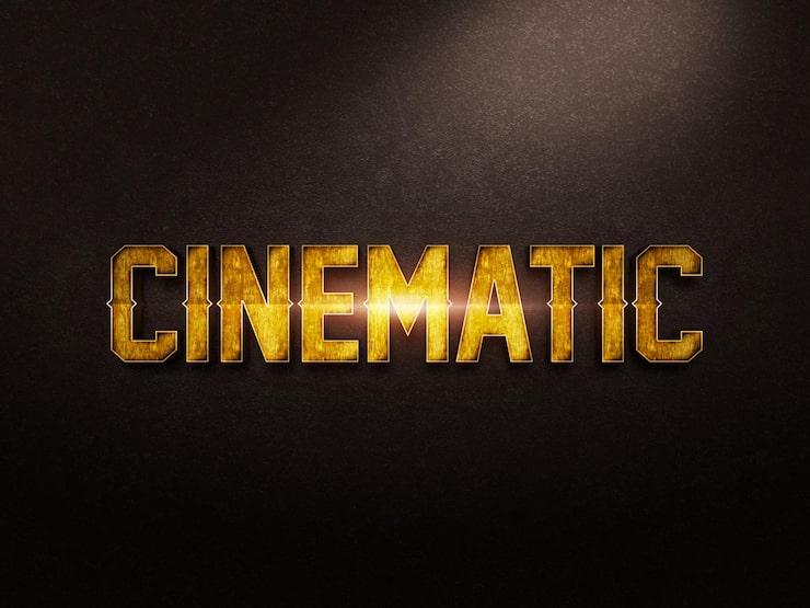 PSD testo cinematografico psd in stile oro metallico