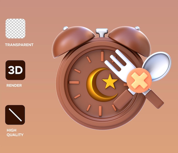 PSD tiempo de ayuno: ilustración renderizada en 3d.