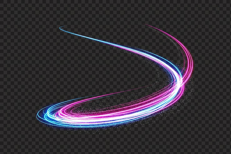 PSD traînées de lumière néon dynamiques avec éclat bleu et magenta pour effet de lumière de mouvement et de vitesse