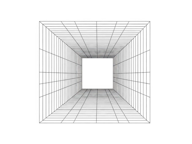 PSD tunnel en perspective avec lignes de grille