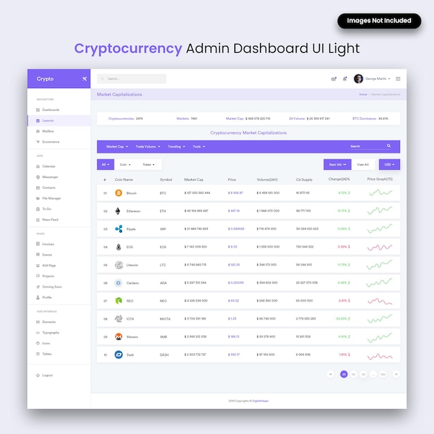 PSD ui dashboard admin cryptocurrency ringan