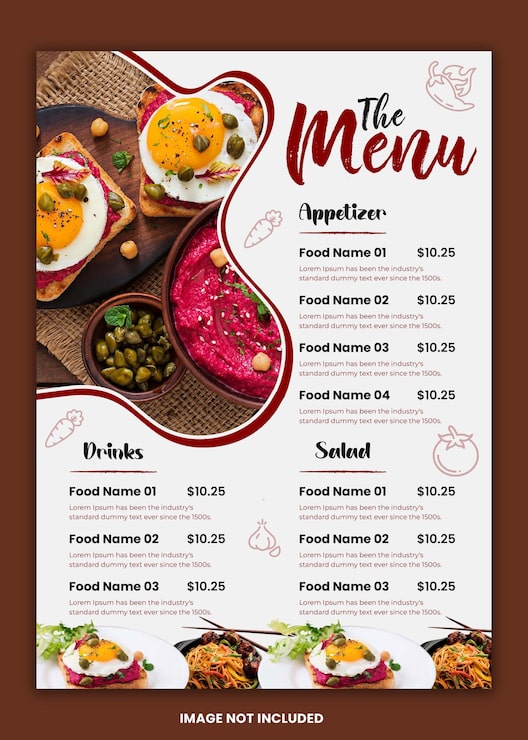 PSD um belo modelo de design de cardápio de comida