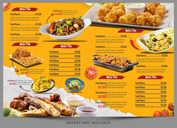 PSD um cardápio para o restaurante chamado cena da comida chinesa.