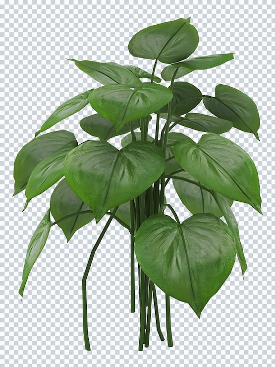 PSD uma planta verde com uma folha que tem o número 1 nela.