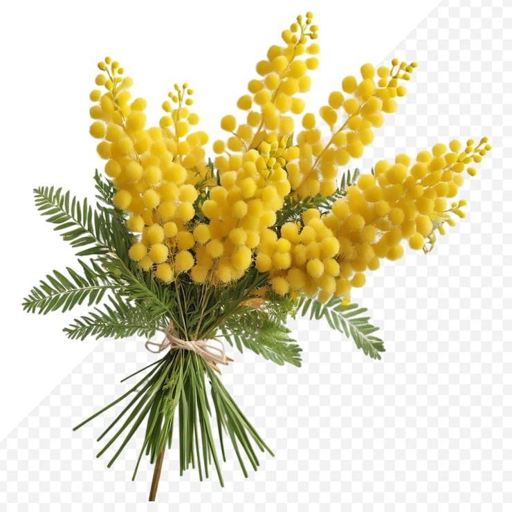 PSD un bellissimo fiore di mimosa sullo sfondo trasparente