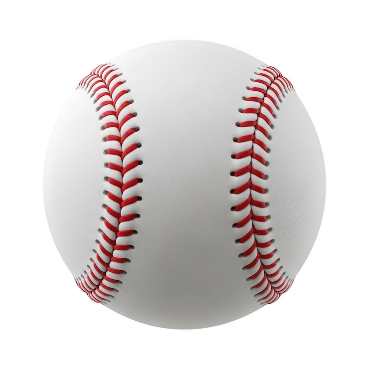 PSD una singola palla da baseball con cuciture rosse