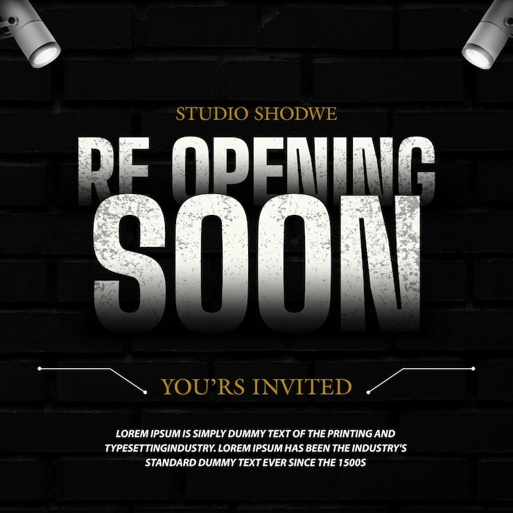 PSD undangan pembukaan kembali studio shodwe segera