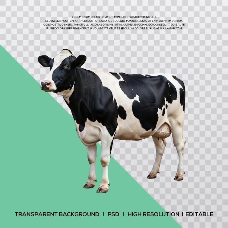 PSD vaca lechera frisona holstein con fondo transparente