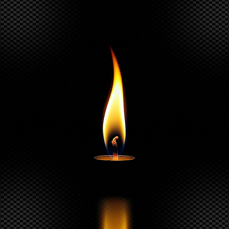 PSD una vela ardiente con una llama
