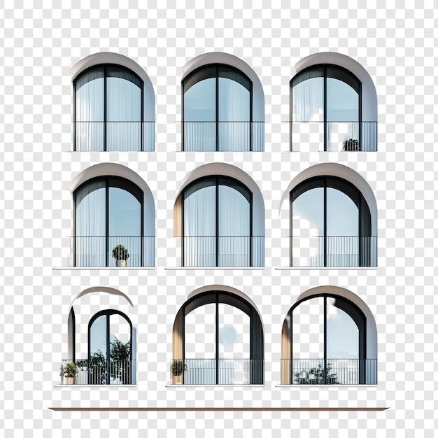 PSD las ventanas arqueadas de un edificio moderno