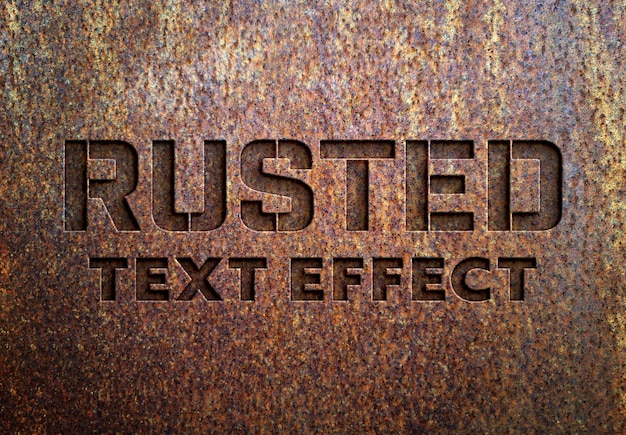 PSD verrostetes metalltext-effekt modell