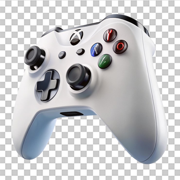 PSD vista lateral do controlador xbox isolada em fundo transparente