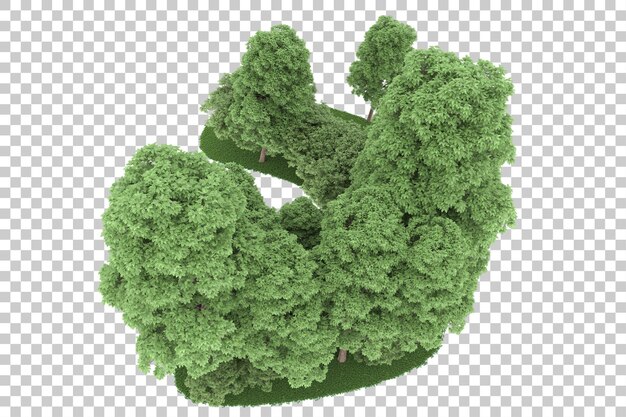 PSD wald auf transparentem hintergrund. 3d-rendering - abbildung