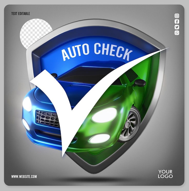PSD wappen mit 3d auto check auto
