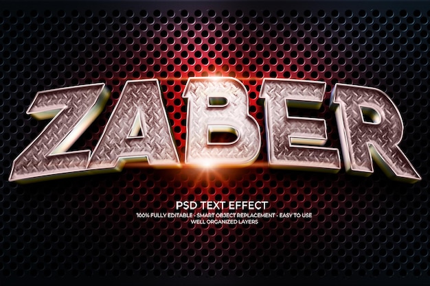 PSD zaber - efecto de texto metálico 3d