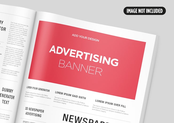 PSD zeitungswerbung magazin broschüre mockup 3d-rendering weißer hintergrund