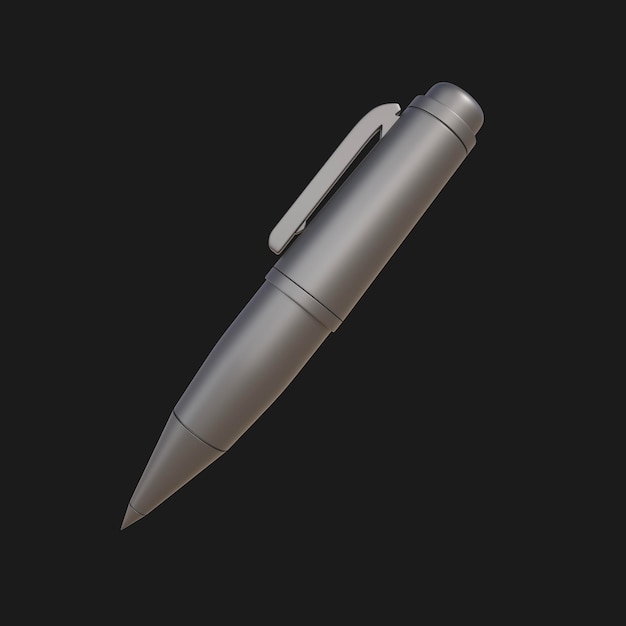 Zdarma PSD 3d render elegantního šedého kuličkového pera