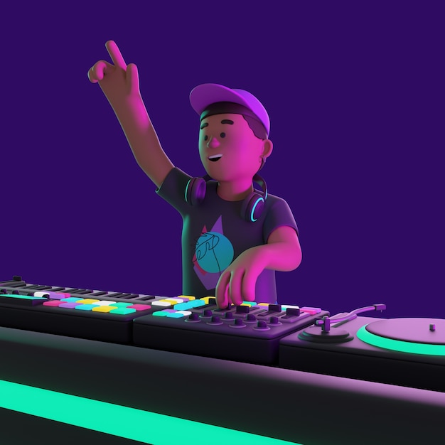 Zdarma PSD 3d rendering dj postavy