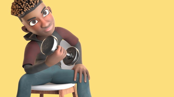 Zdarma PSD 3d renderování mikea hrajícího sport
