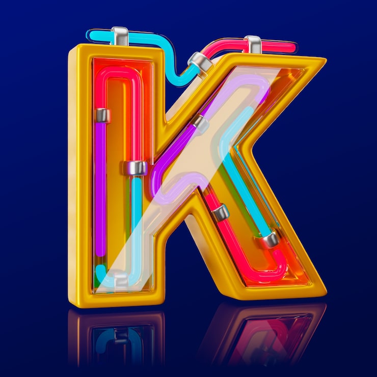 Zdarma PSD 3d renderování neonové ikony písmene