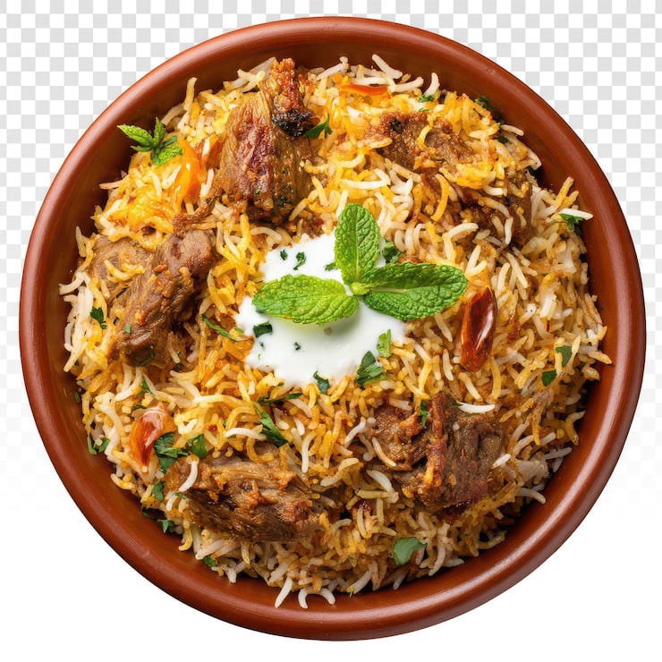 Zdarma PSD autentické jehněčí biryani s mátou a jogurtem.