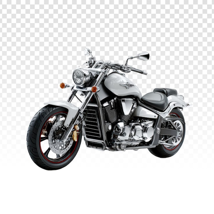 Zdarma PSD bílý motocykl cruiser s průhledným pozadím