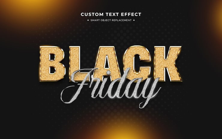 Zdarma PSD black friday, efekt 3d stylu textu