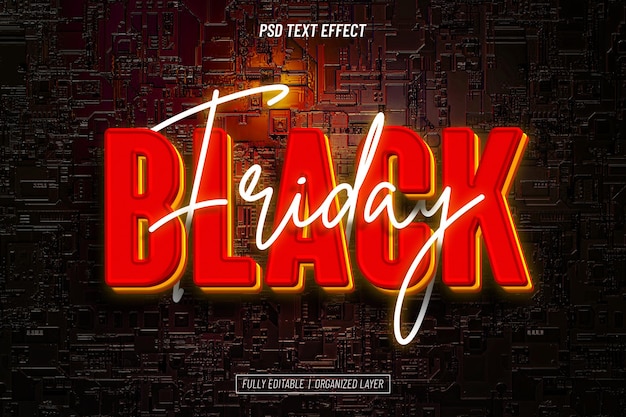 Zdarma PSD černý pátek 3d textový efekt